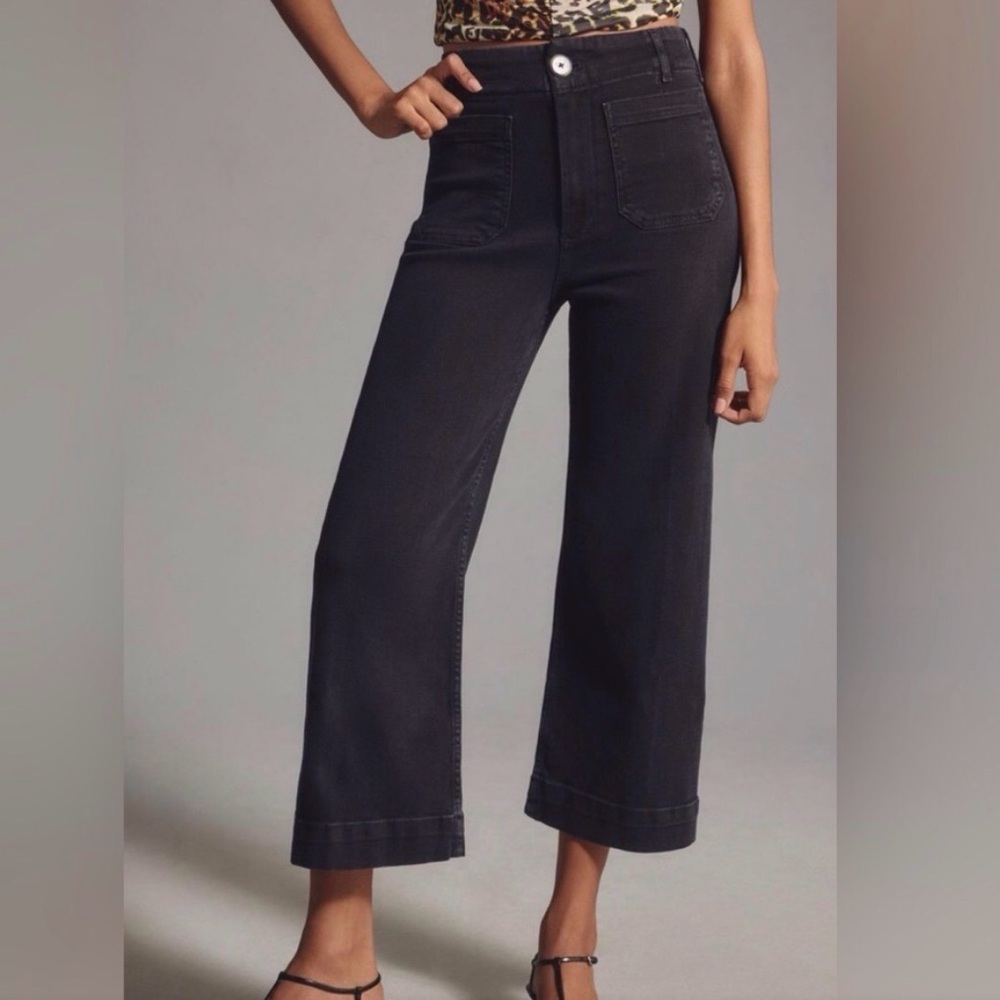 Pilcro The Skipper Cropped Stretch Black Jeans. Size 27